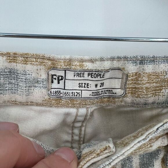Free People Womens Zig Zag Zipper Crop Skinny Denim Jeans Beige Blue Brown Sz 28 - Picture 5 of 12